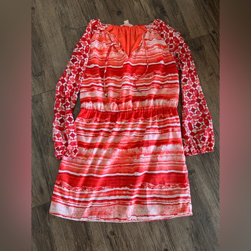 Michael Kors Orange and White Mini Dress Size 12. Office. School. Beach.
